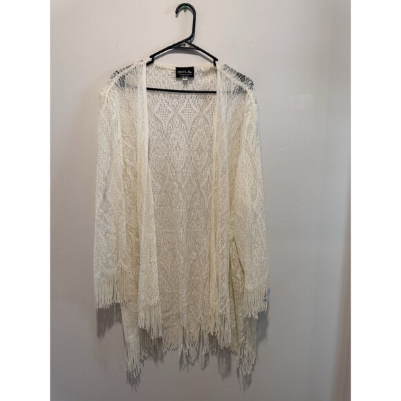 Onyx Nite Wendy Chaitin Vintage Fringe Open Lace Cardigan 22 - Picture 1 of 3